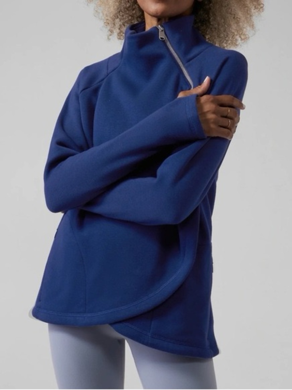 Athleta Cozy Karma Asym Pullover Sweatshirt Womens Small 1/4 Zip Fleece Medium